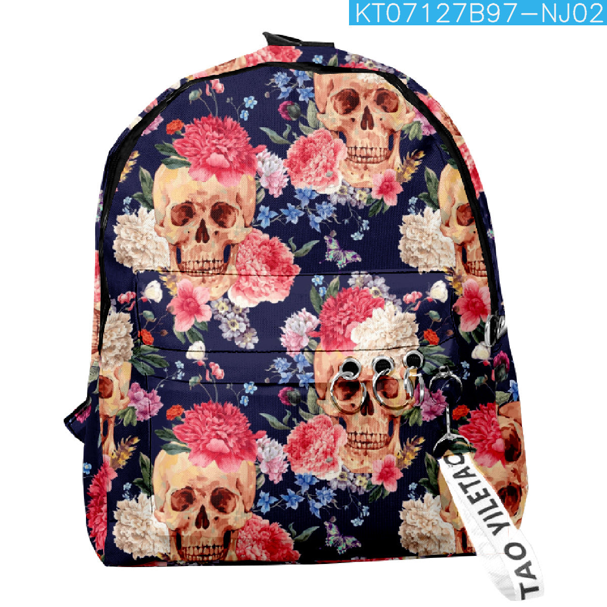 Wholesale 2023 Summer New Flower Skull Oxford Backpack